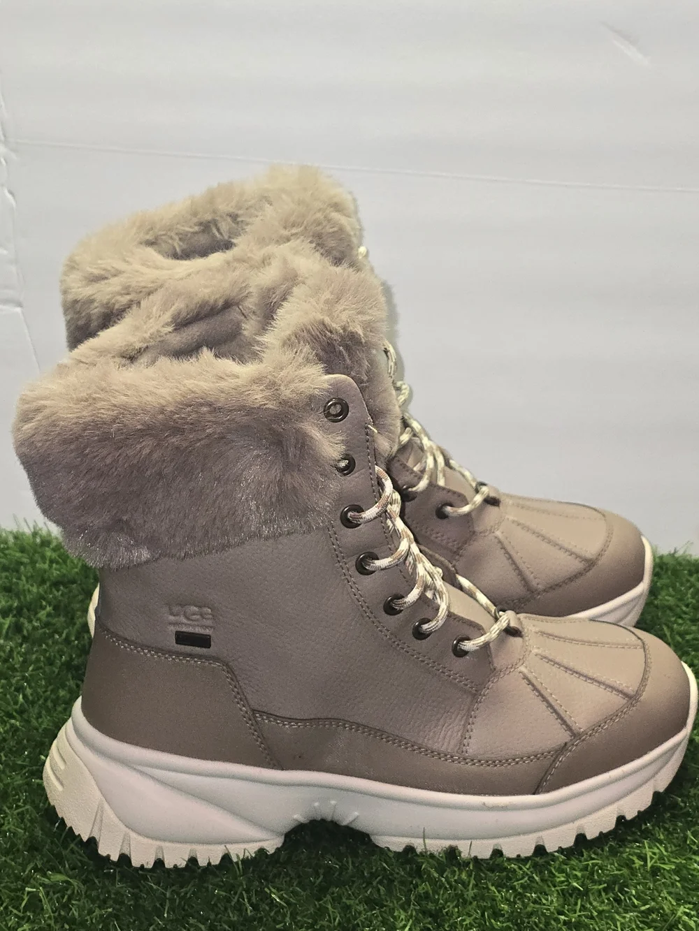 UGG Women's Tan Fur-Trim Snow Boot